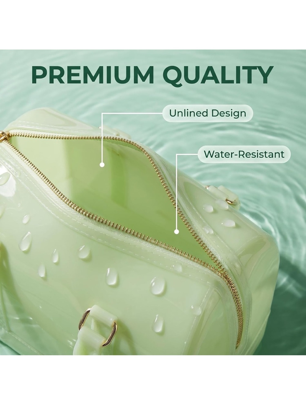 Ladies Summer Jelly Top Handle Handbag Avocado Color Transparent Crystal Purse - Picture 9 of 12